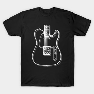 T-Style Electric Guitar Body Outline Dark Theme T-Shirt